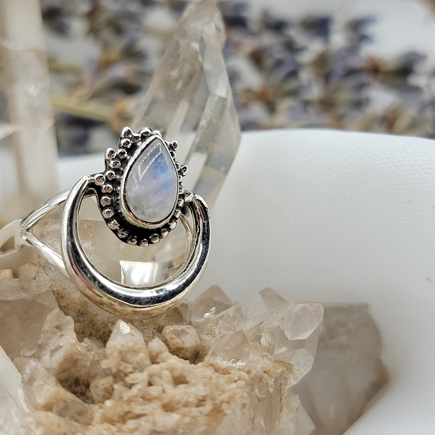 Moonstone Crescent Moon Ring 9