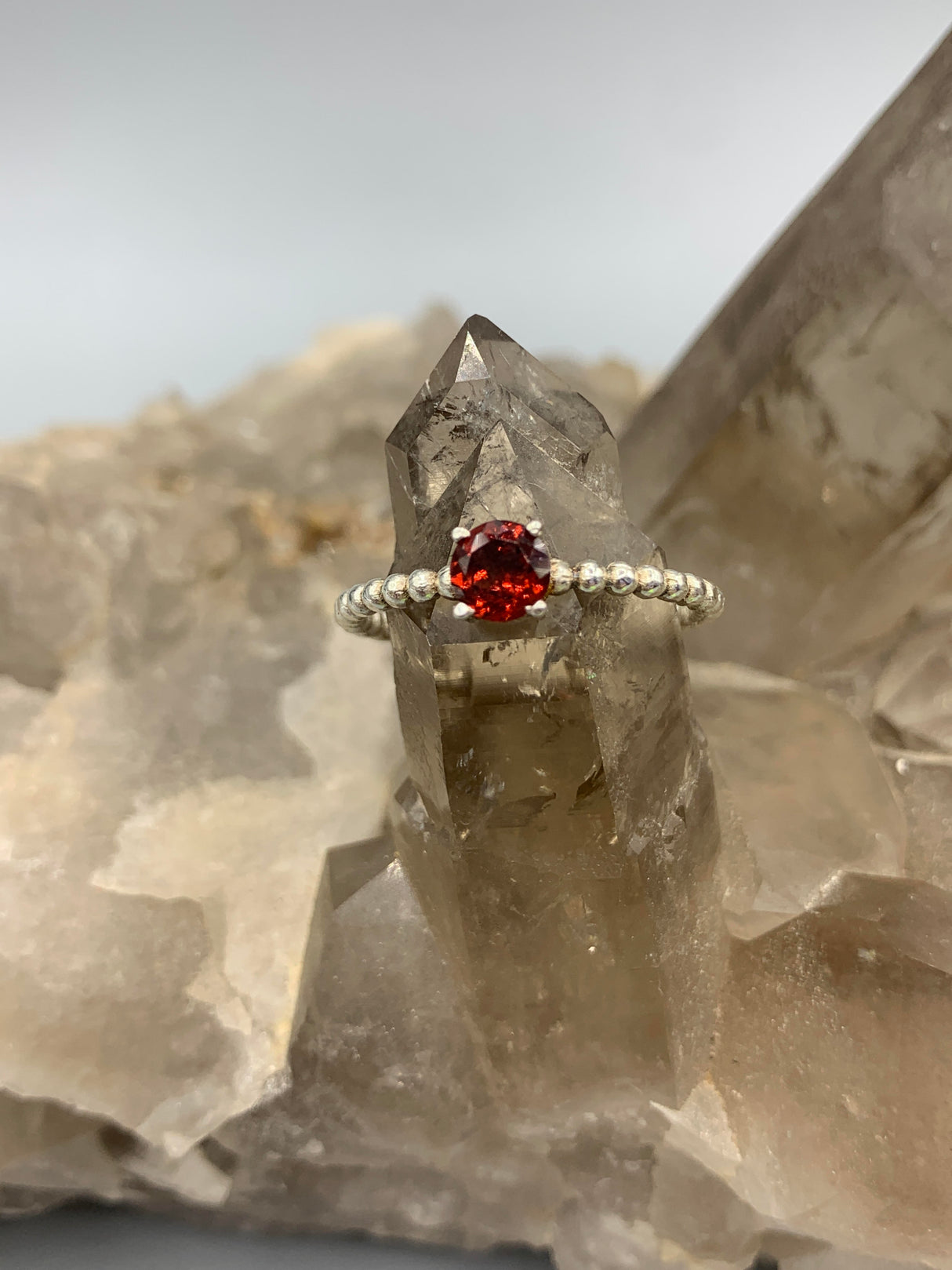 Sterling Petite Garnet Ring 8