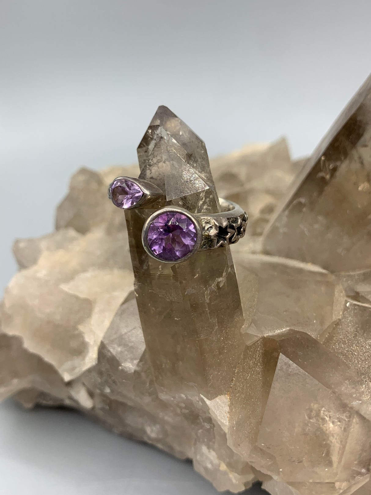 Sterling Banded Amethyst Ring 9