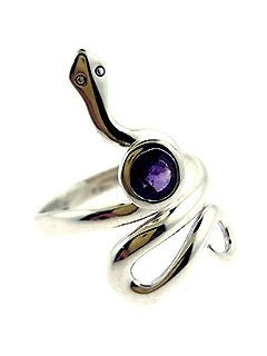 Sterling Amethyst Serpent Ring