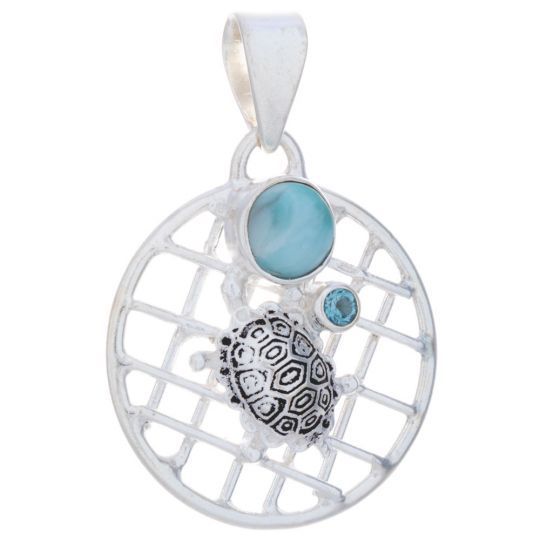 Larimar Ocean Pendant w/Turtle