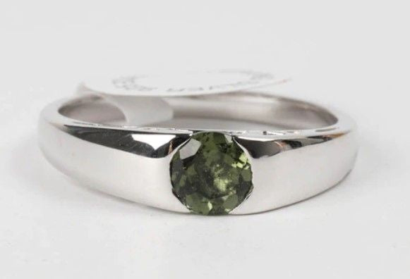 Sterling Moldavite Round Ring