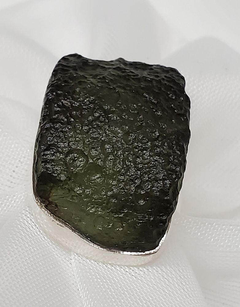 Raw Moldavite Sterling Ring