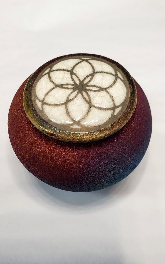 Mini Raku DC Jar Flower of Life