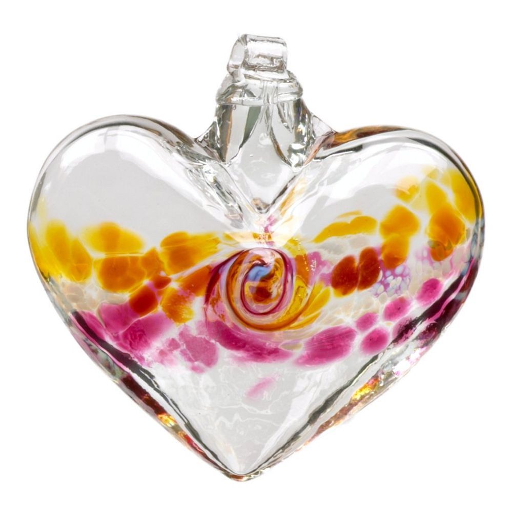 3" Kitras Glass Heart Gold/Pink