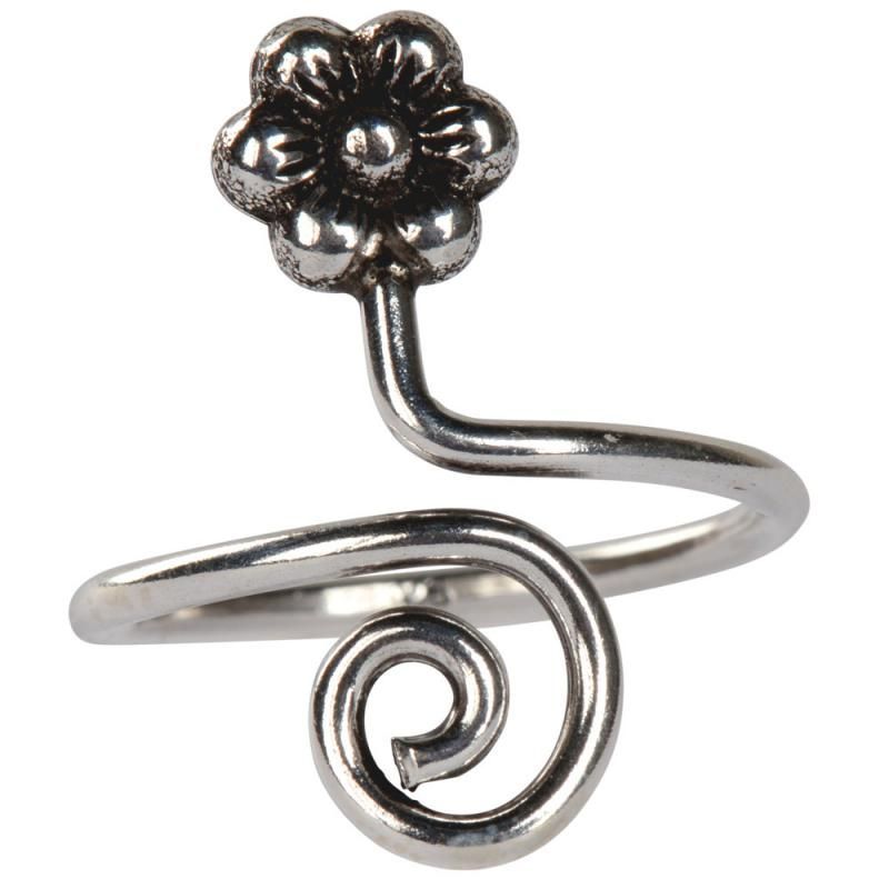 Silver Wrap Flower Toe Ring