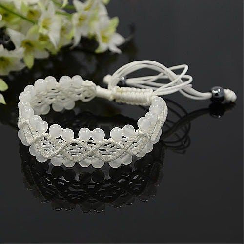 Macrame White Jade Bracelet