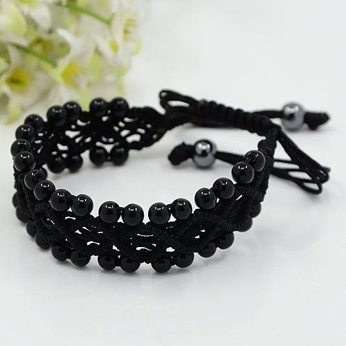 Macrame Black Agate Bracelet