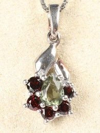 Faceted Moldavite Garnet Floral