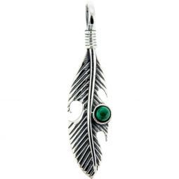 Feather 1 Stone Native Pendant