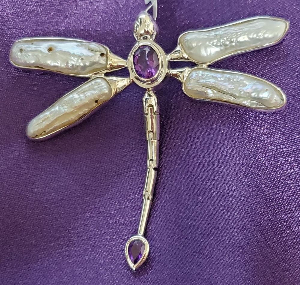 Dragonfly Amethyst & Pearl