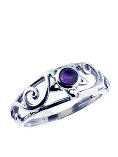 Sterling Pentacle Amethyst Ring