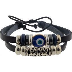 Leather Evil Eye Bracelet