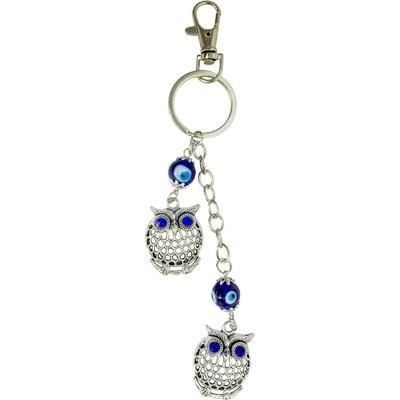 Double Owl Evil Eye Keychain