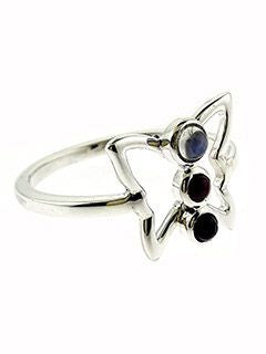 Silver Butterfly Gemstone Ring