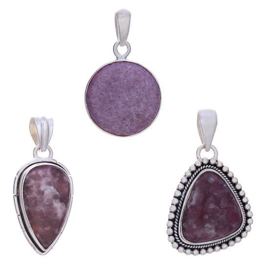 Silver Asst'd Lepidolite Pend.