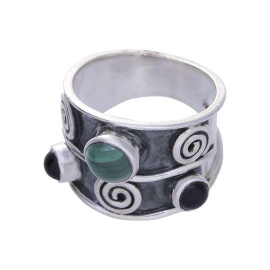 Malachite/Black Onyx Band Ring