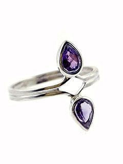 Sterling 2pt Amethyst Ring 7