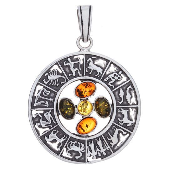 Amber Astrology Circle Pendant