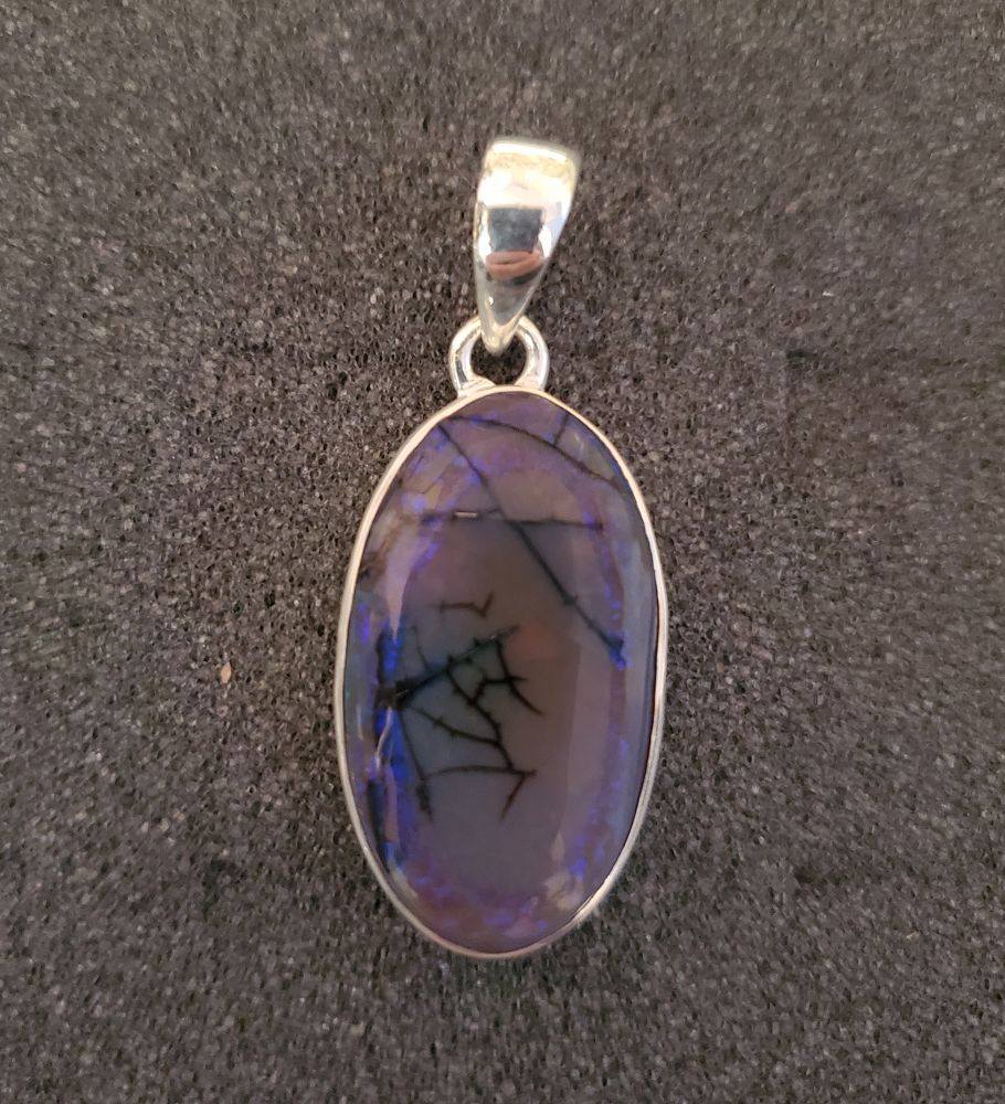 Sterling Opal Oval Pendant