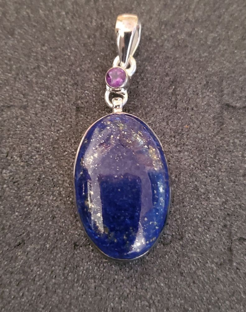 Sterling Lapis Oval Pendant