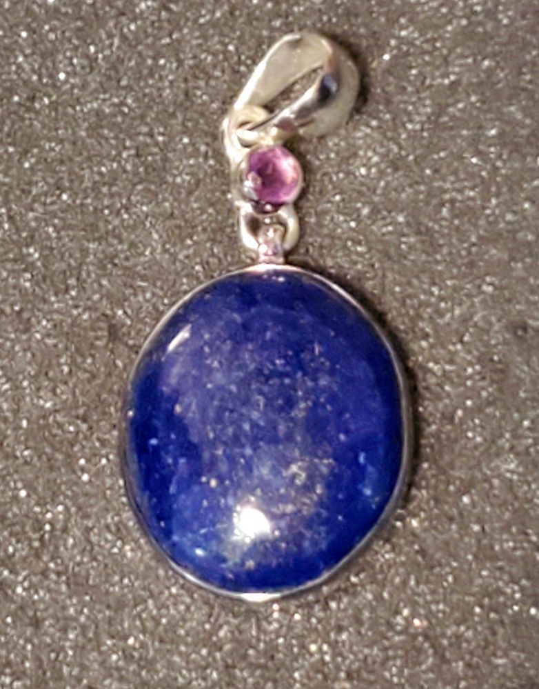 Sterling Lapis Round Pendant