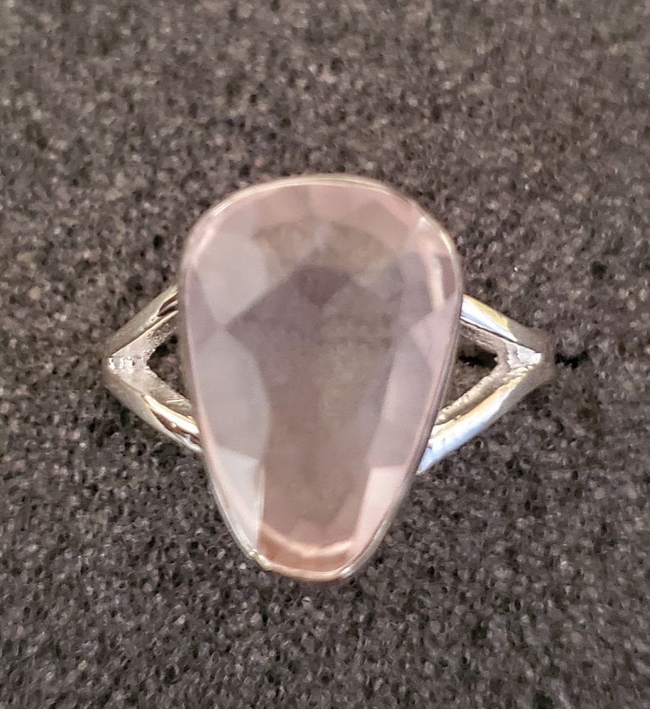 Sterling Rose Quartz Ring 7.5