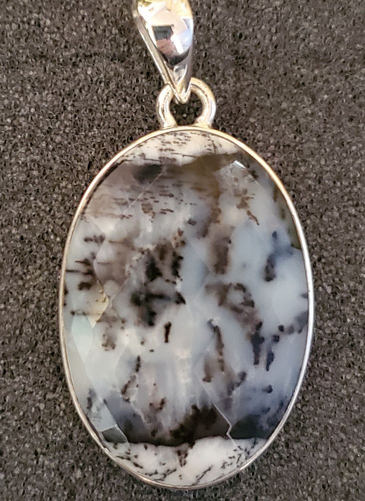 Sterling Oval Dendritic Agate