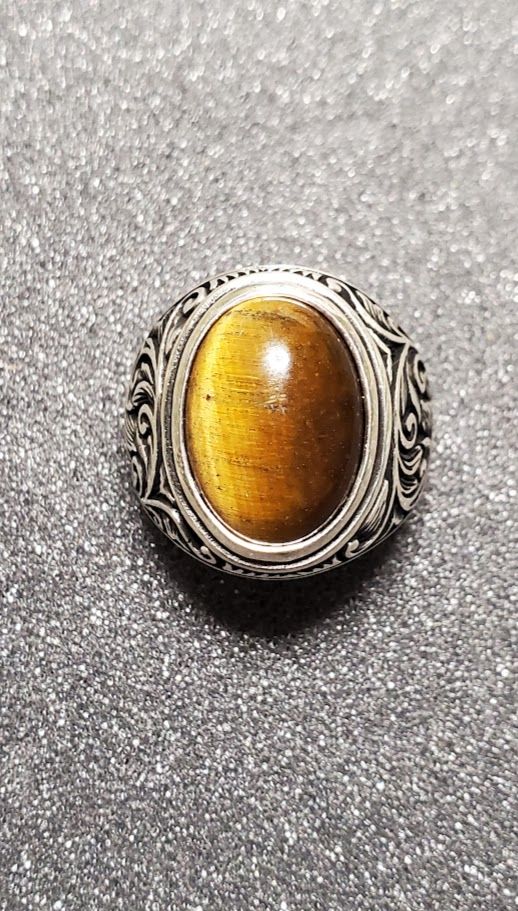 Sterling Tiger Eye Scroll Ring