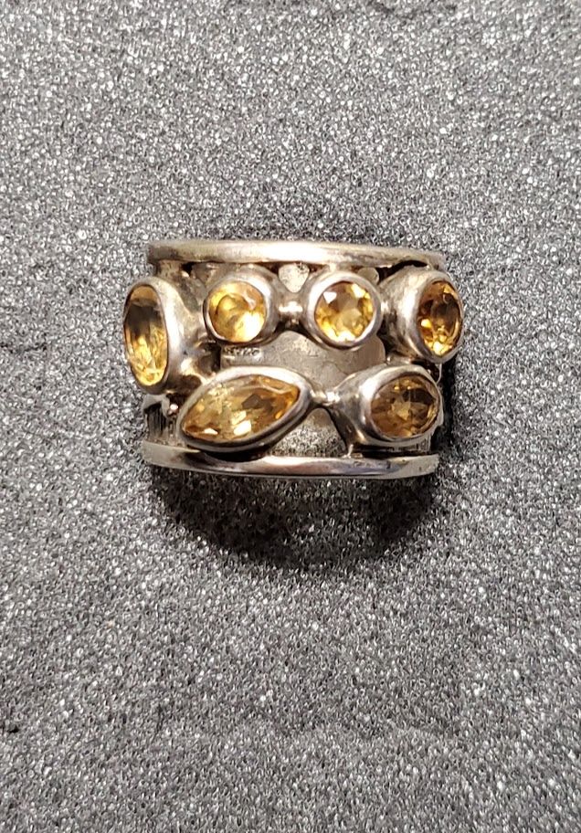 Sterling Multi Citrine Ring 7.5