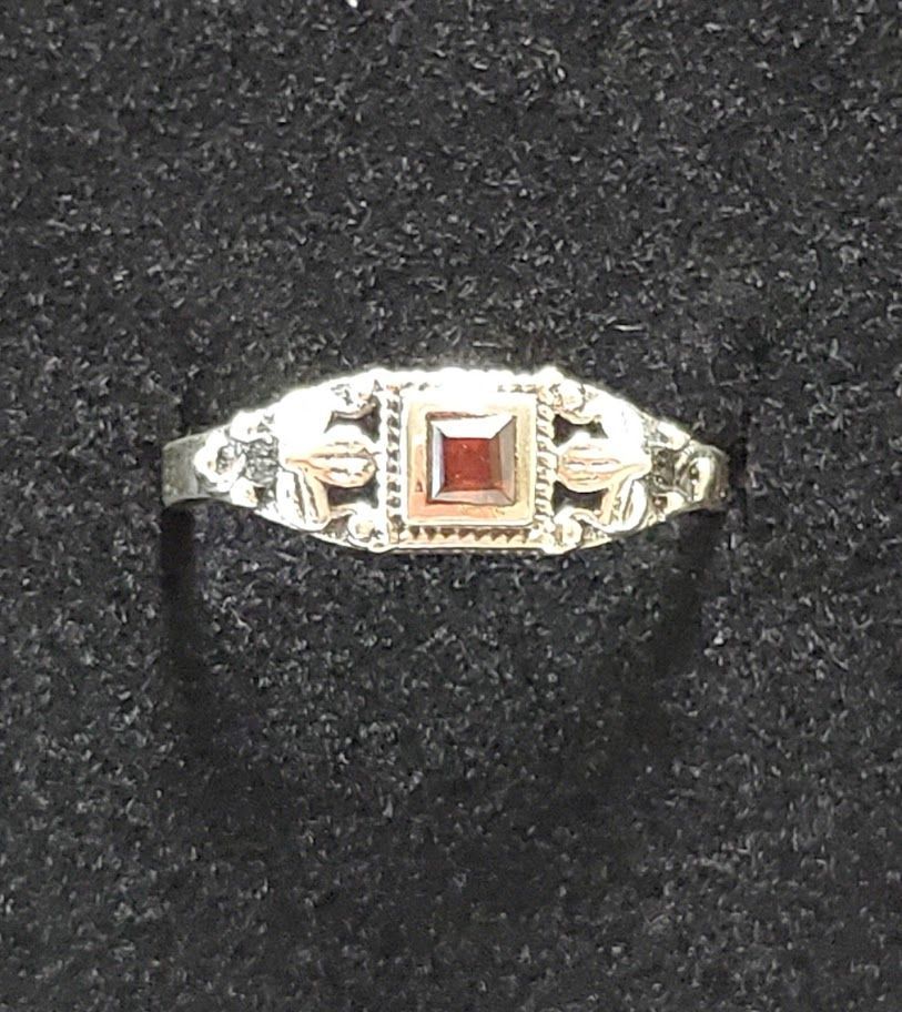 Sterling Square Garnet Ring