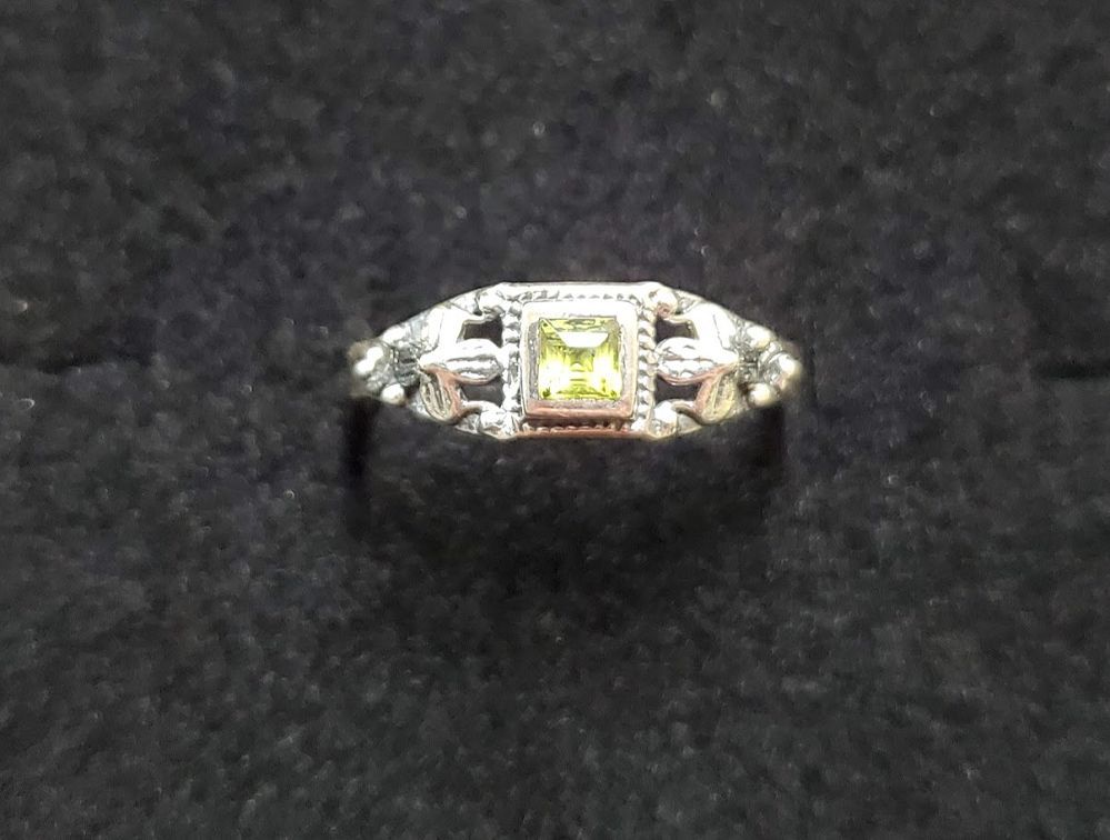 Sterling Square Peridot Ring