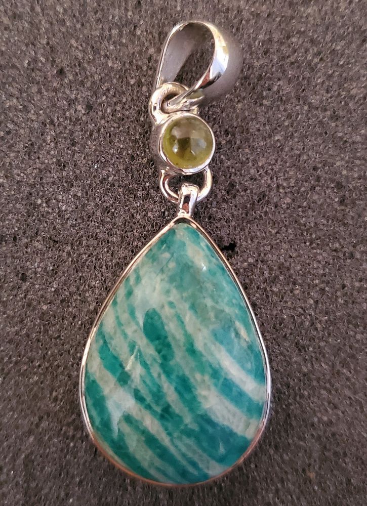 Silver Amazonite Pendant