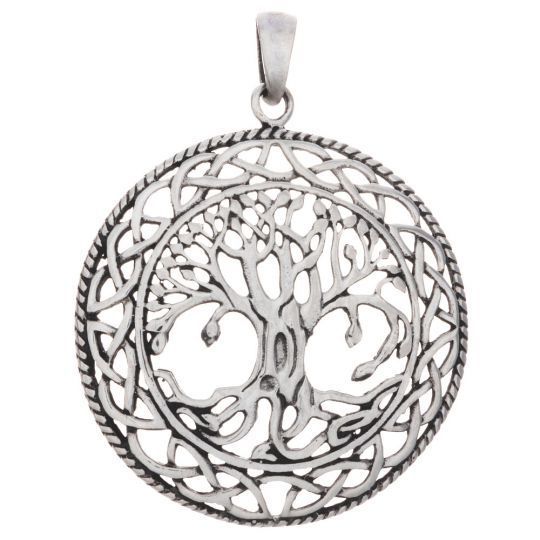 Silver Knot Border Tree Pendant