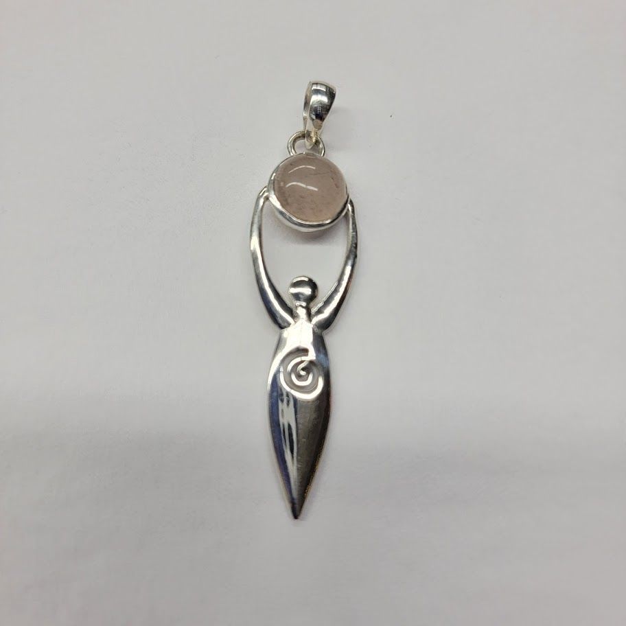 Rose Quartz Goddess SS Pendant