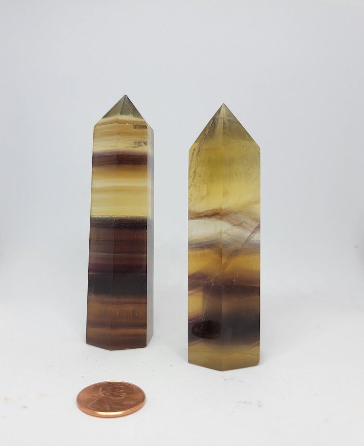 Yellow Rainbow Fluorite Point