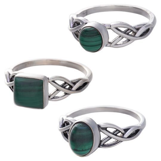 Malachite Silver Trisquele Ring