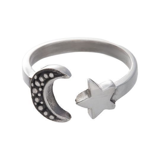 Moon and Star Sterling Ring 5