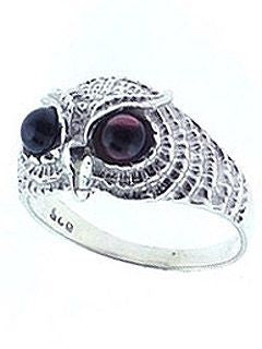 Owl Ring Garnet 8