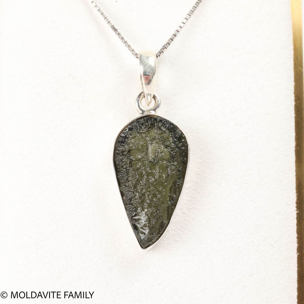 Moldavite Teardrop Pendant 3.1g