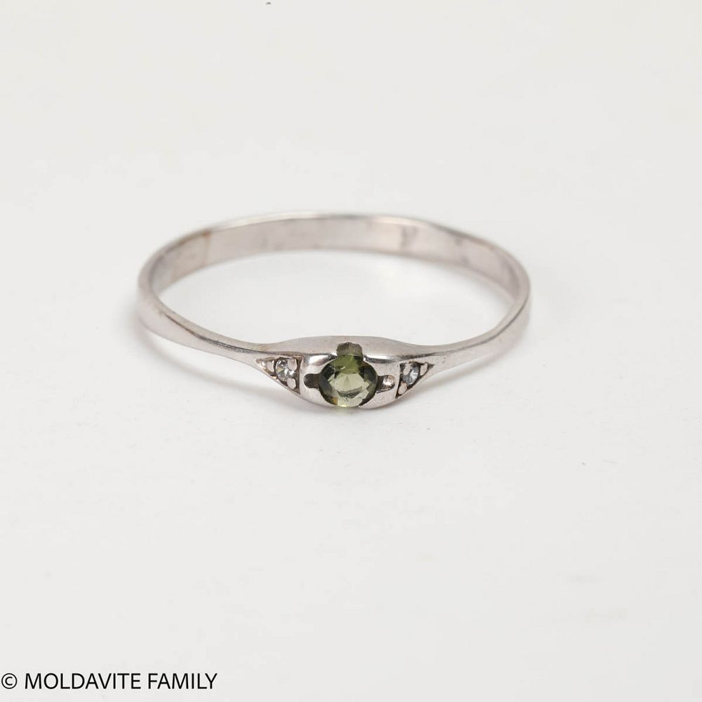 Moldavite Thin Ring 9.5