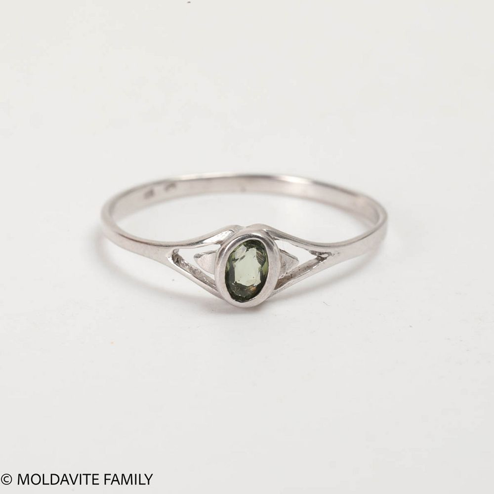 Moldavite Sterling Ring 10.5