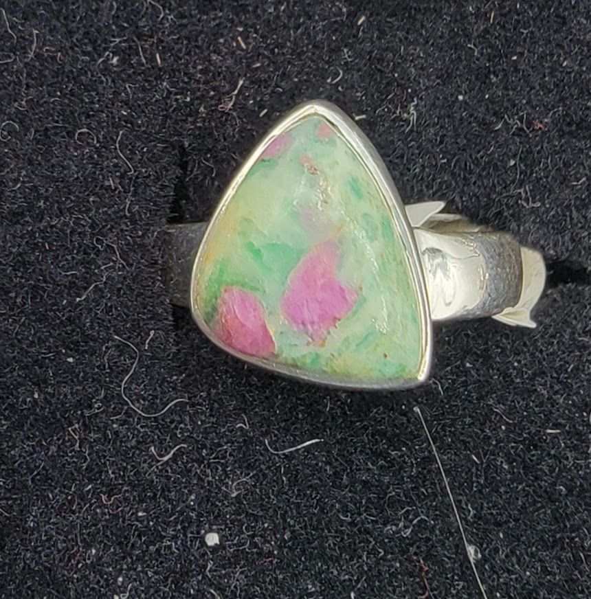 Ruby in Fushite Triangle Ring