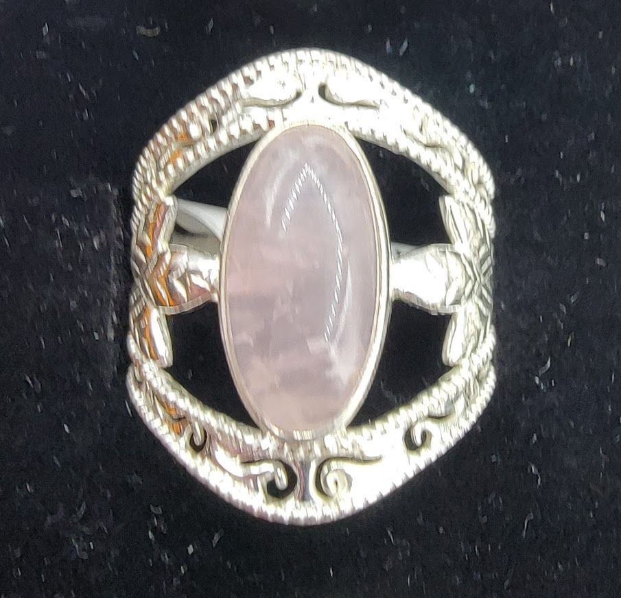 Leaf Band Rose Quartz Ring 7