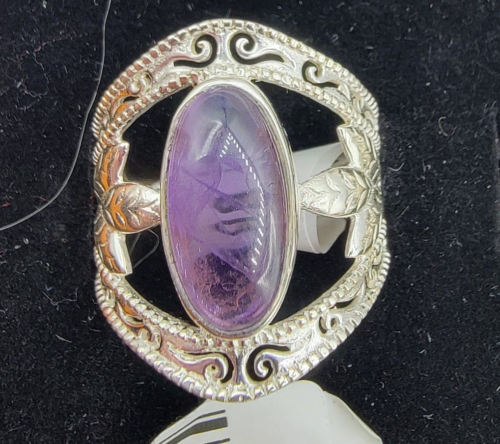 Leaf Band Amethyst Ring 9