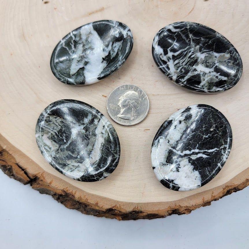 Black Zebra Marble Worry Stone