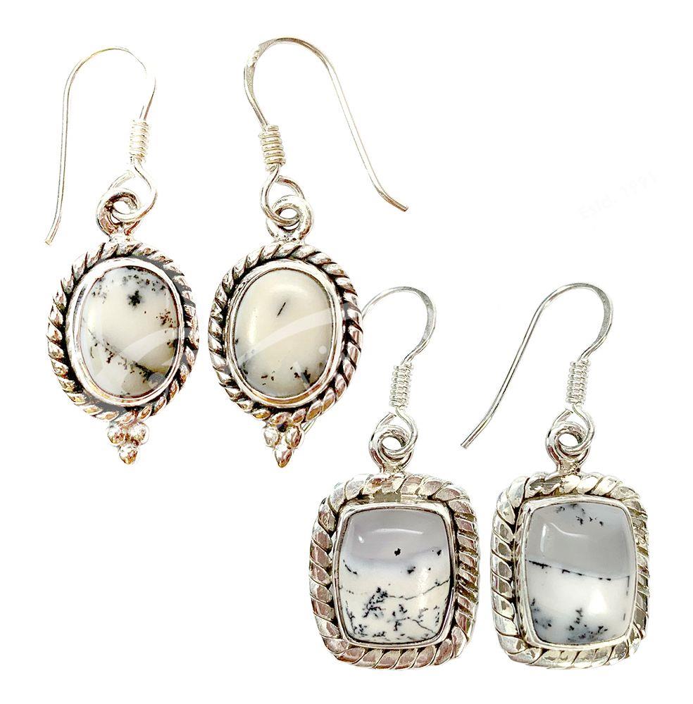 SS Dendritic Opal Earrings