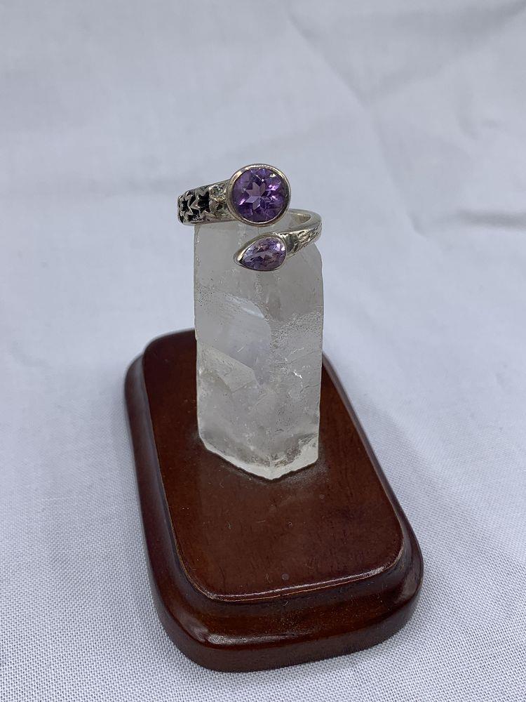 Sterling Stars Amethyst Ring 7