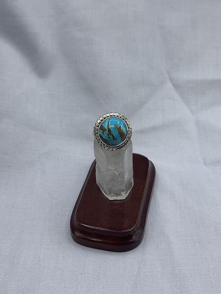 Sterling Round Turquoise Ring 8.5