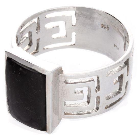 Shungite Square Sterling Ring 11